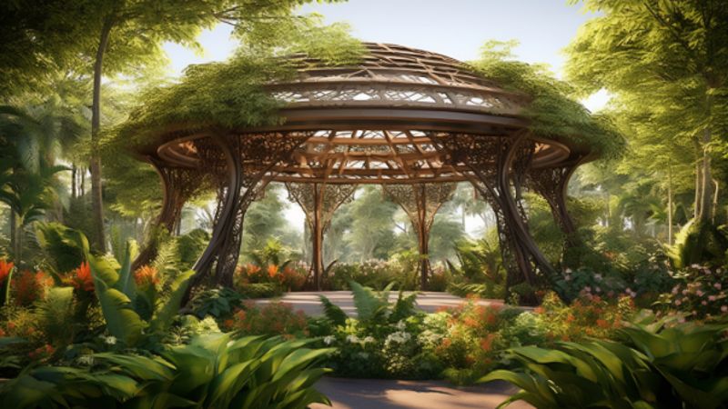 Schutz und Dekoration: Wie ein halbrunder Pavillon deinen Garten bereichert_kk