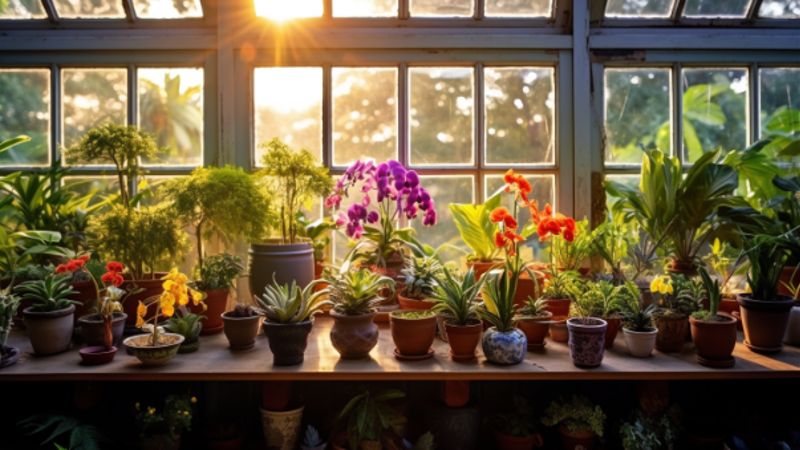 Anbau von exotischen und tropischen Pflanzen im Fensterbank-Gewächshaus_kk