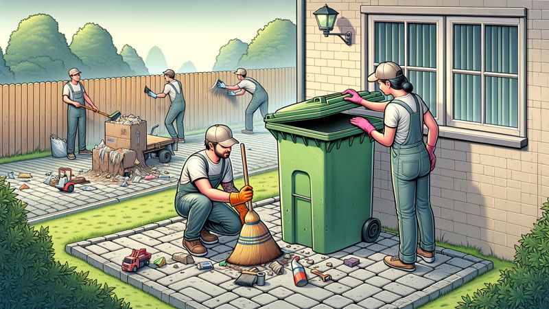 Pflege und Wartung der Mülltonnenbox und des Pflasterbereichs