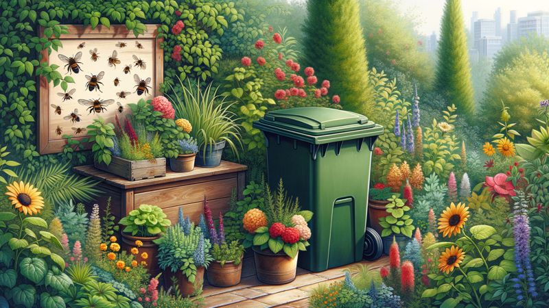 Pflegeleichte und bienenfreundliche Bepflanzung für Mülltonnenboxen