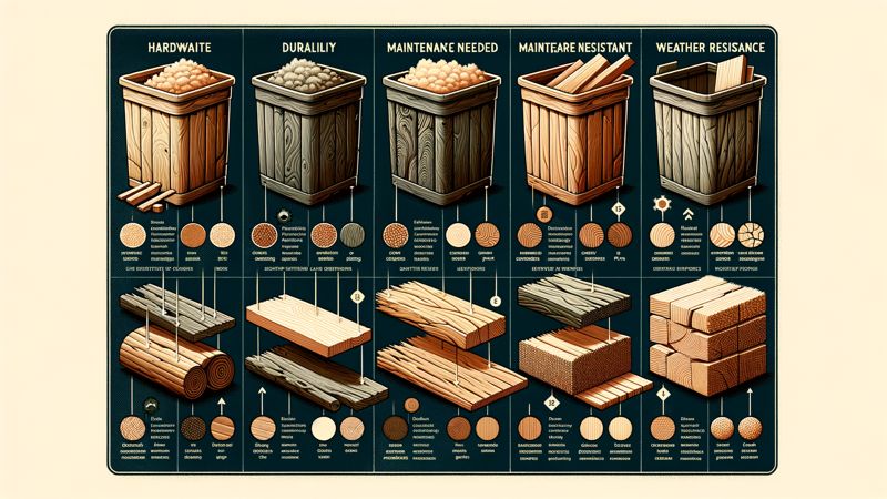Verschiedene Holzarten und ihre Eigenschaften für Mülltonnenverkleidungen