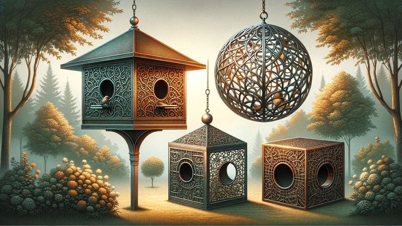 Verschiedene Typen von Metall Vogelhäusern